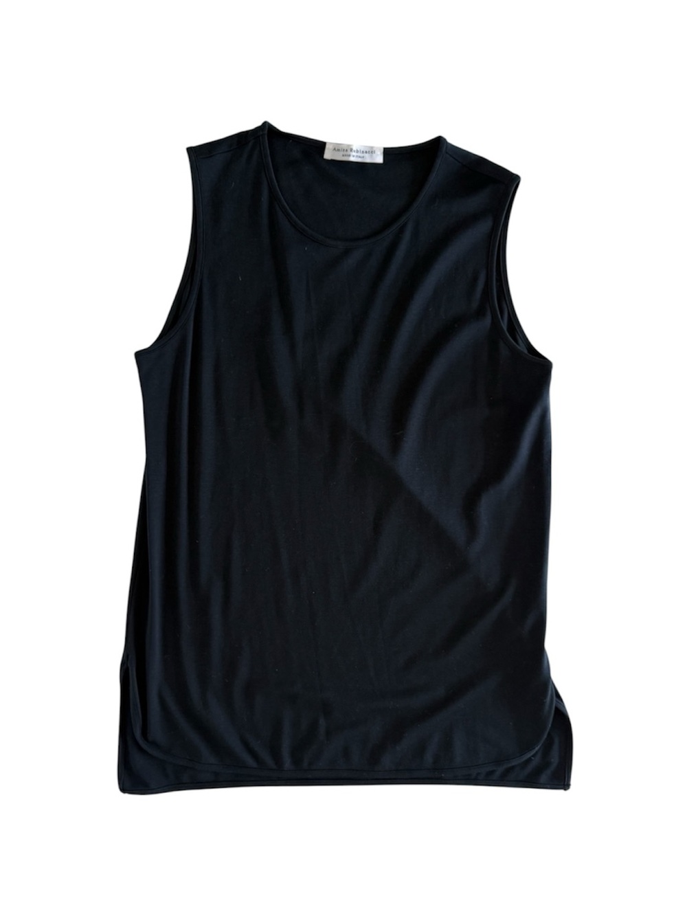 Amina Rubinacci Black Sleeveless Crewneck Shell. Size 42 Italian/8 US.
